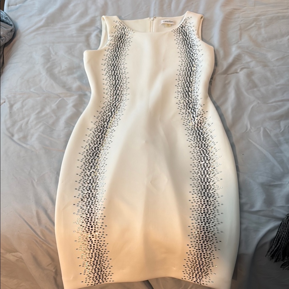 Calvin Klein Cream Sheath Mini Dress for Cocktail